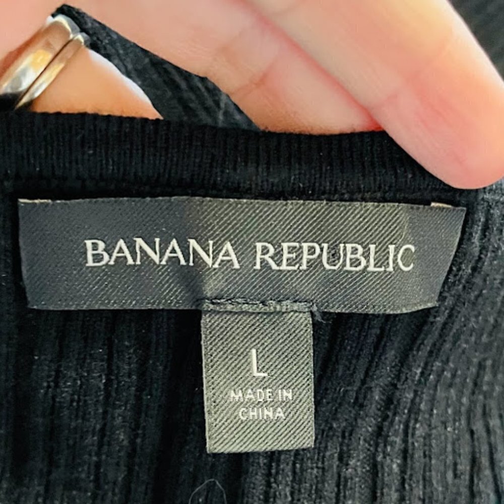 Banana Republic Dress Ribbed V-Neck Sweater Midi Black Holiday Winter Boots - Picture 11 of 14
